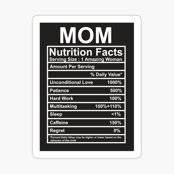 Download Mom Nutrition Facts Sticker By Laksdesigns Redbubble