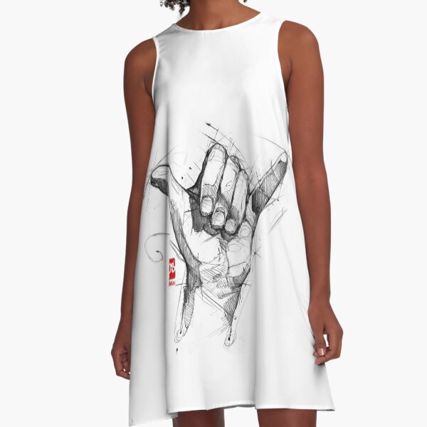 shaka hand sketch psdelux A-Line Dress