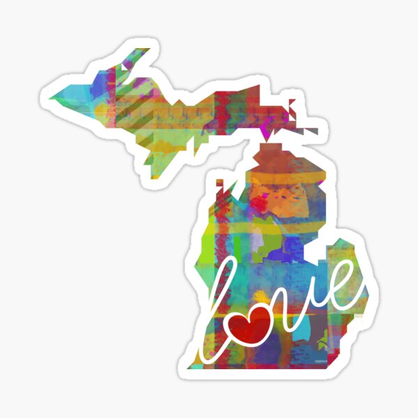 Michigan MI Love - A Colorful Watercolor State Map Silhouette Sticker
