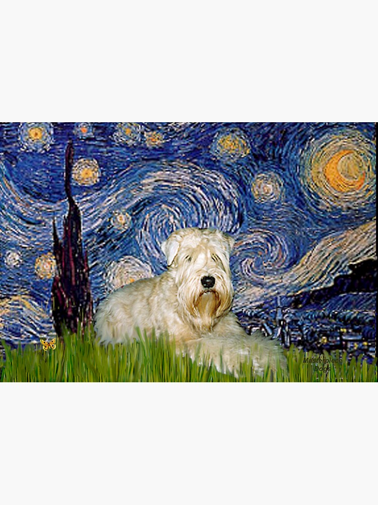 Soft Coated Wheaten Terrier in Starry Night by JeanBFitzgerald