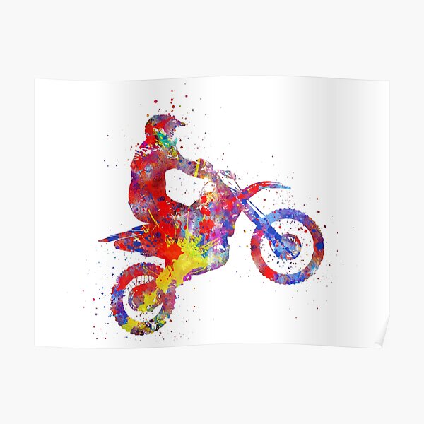 Motocross dirt bike, dirt bike, vélo de sport, motocross, cavalier Poster