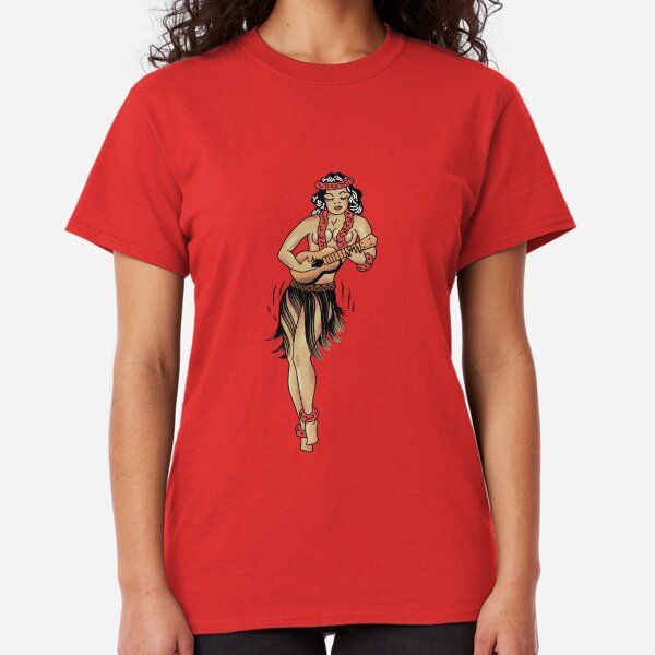 Jerry’s Traditional Aloha Hula Girls In Hawaii Pattern In Yellow Classic T-Shirt
