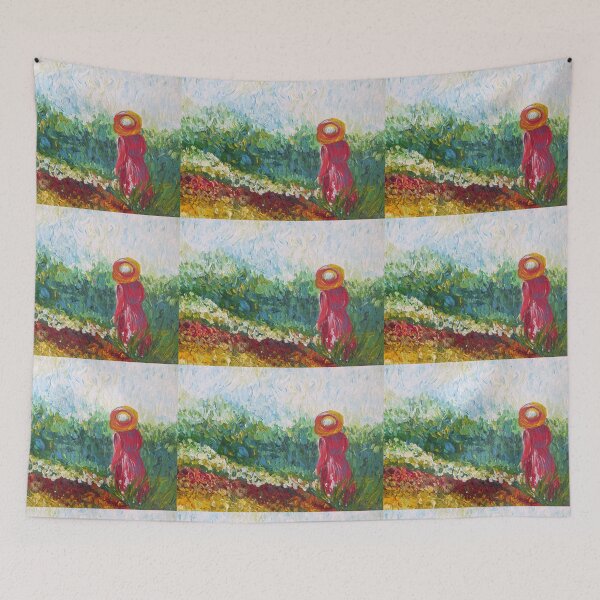 Item preview, Impressionistic Garden with Lady, JOY IN THE MORNING Acrylic Painting Print designed and sold by Artist Susan  Harris.