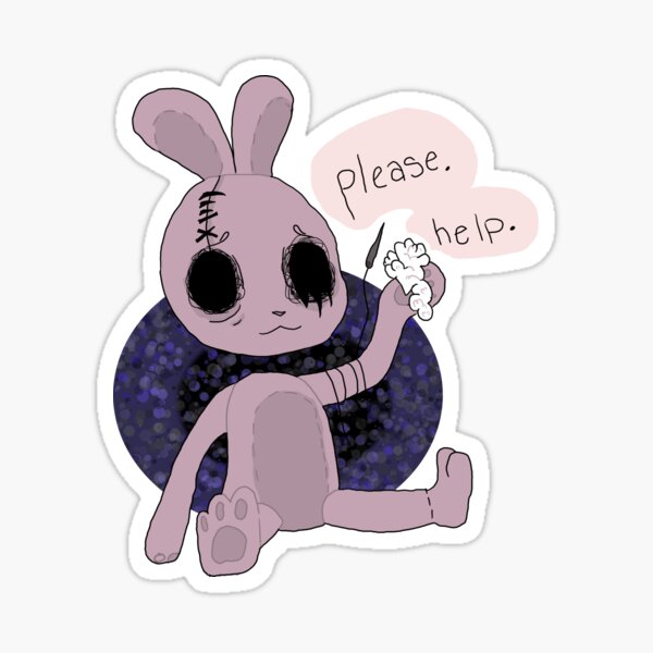 Plush Bunny Stickers Redbubble - creepy bunny group roblox