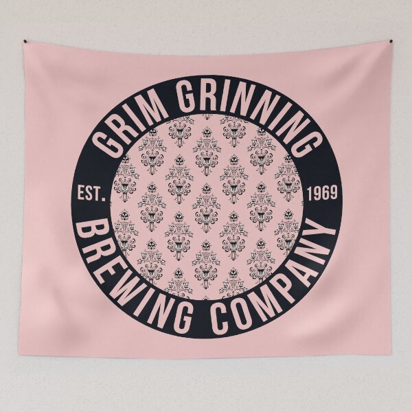 Item preview, Grim Grinning Brewing Company Wallpaper Logo (Millennial Pink) designed and sold by FandomTrading.
