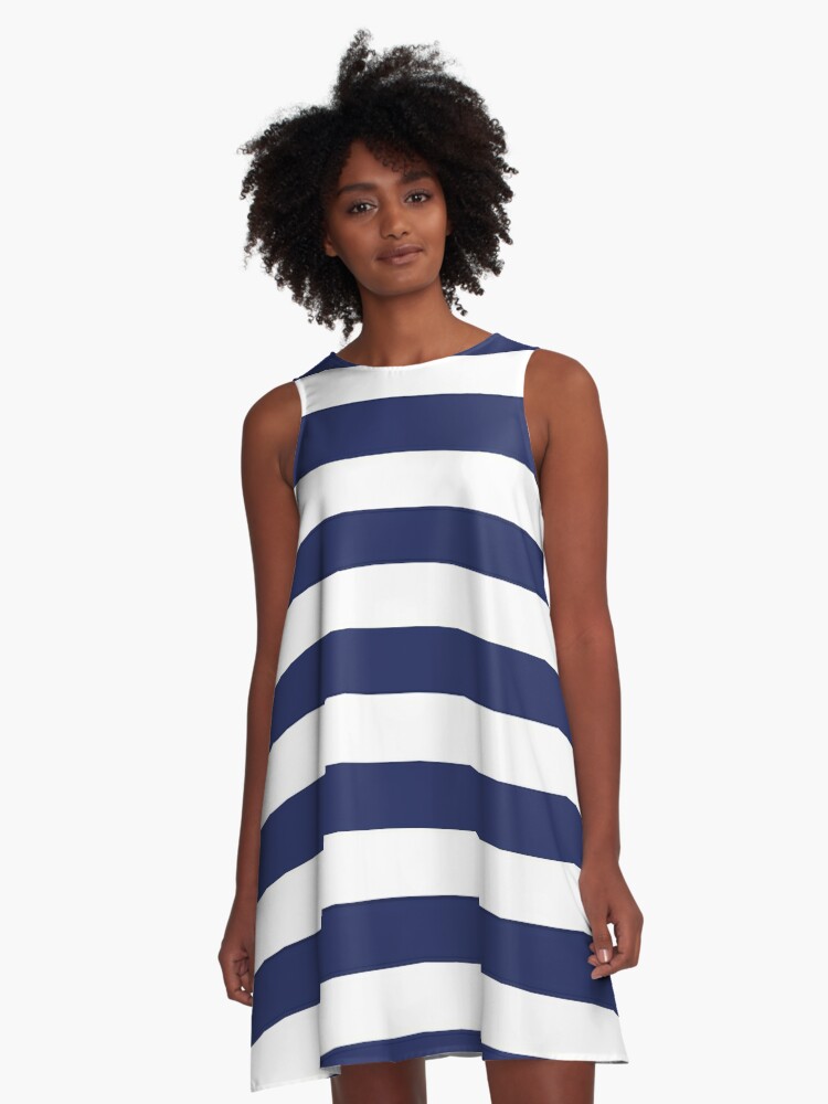 Blue and white discount striped skater dress