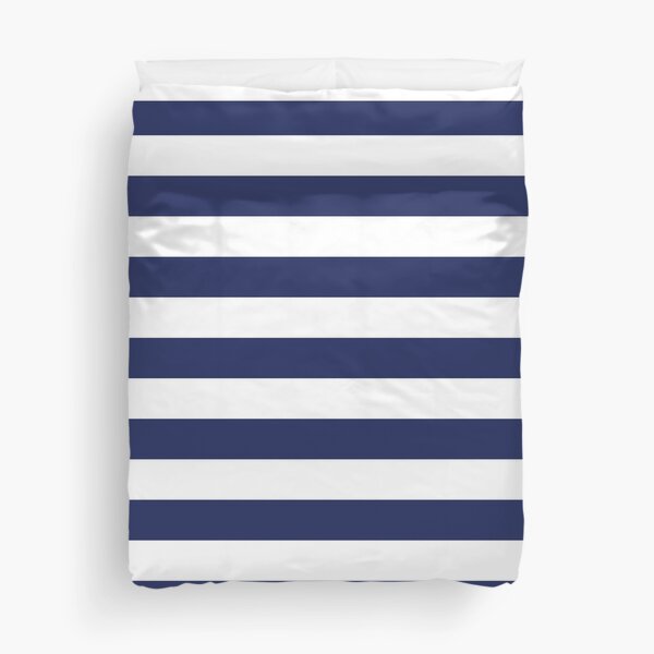 Navy Blue and White Stripes Duvet Cover