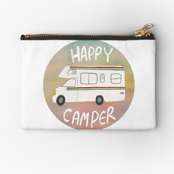 HAPPY CAMPER Vintage RV Motorhome RAINBOW Zipper Pouch