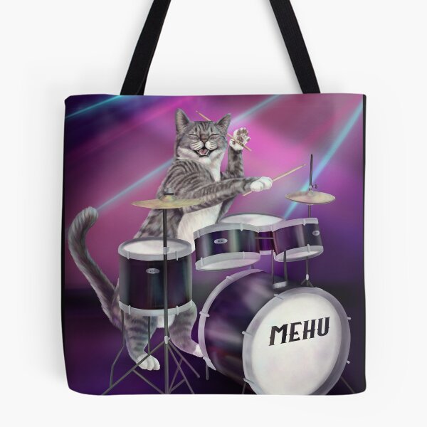 Item preview, Cat Drummer - Rock band kitty playing the drums designed and sold by Mehu.