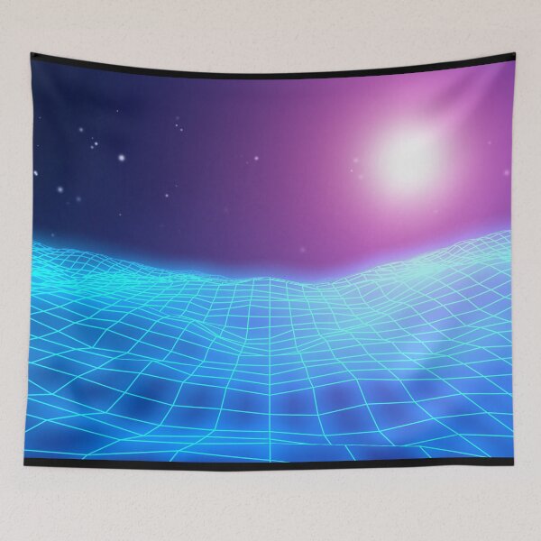 Item preview, Retro 1980s synthwave glowing neon lights landscape designed and sold by UDDesign.