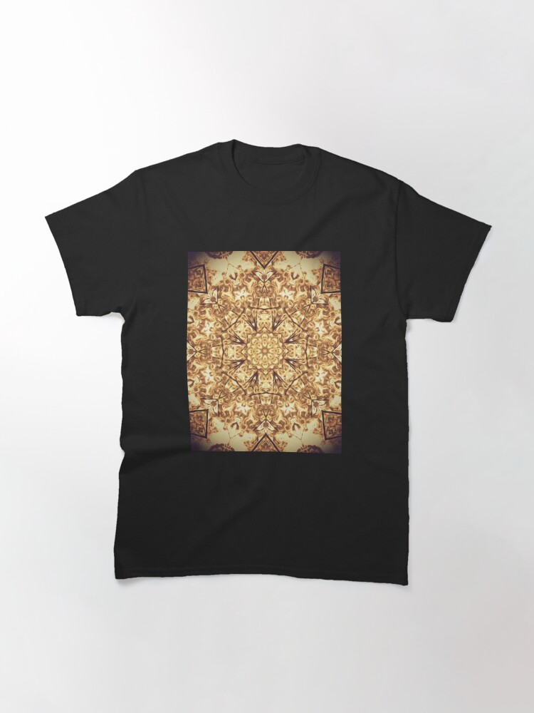 Thumbnail 3 of 7, Classic T-Shirt, Gold Rush Mandala - Golden Ornate Art Deco Design designed and sold by OneDayArt.