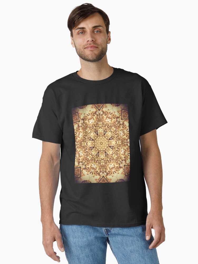 Thumbnail 1 of 7, Classic T-Shirt, Gold Rush Mandala - Golden Ornate Art Deco Design designed and sold by OneDayArt.