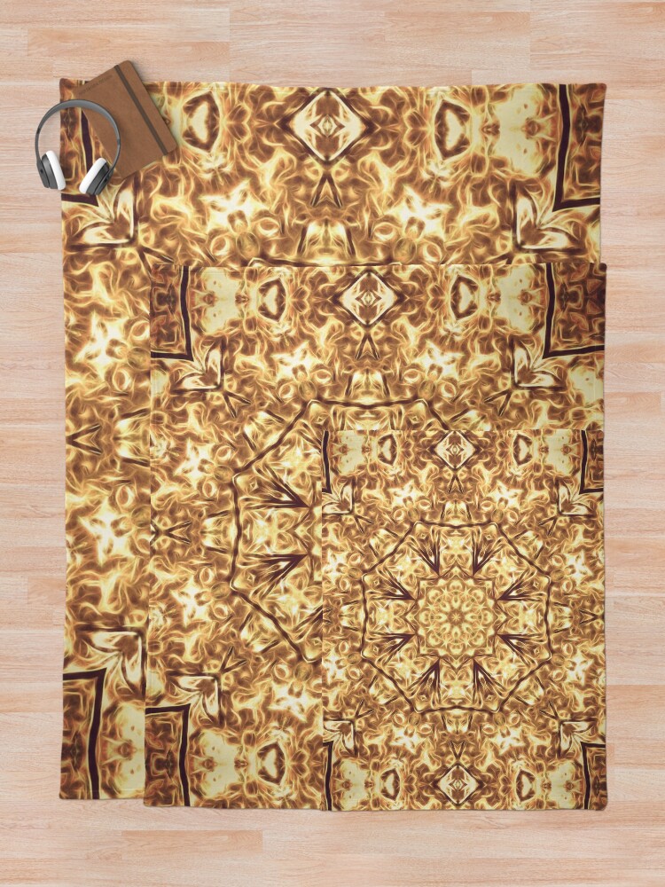 Alternate view of Gold Rush Mandala - Golden Ornate Art Deco Design Throw Blanket