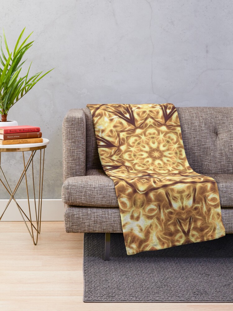 Alternate view of Gold Rush Mandala - Golden Ornate Art Deco Design Throw Blanket