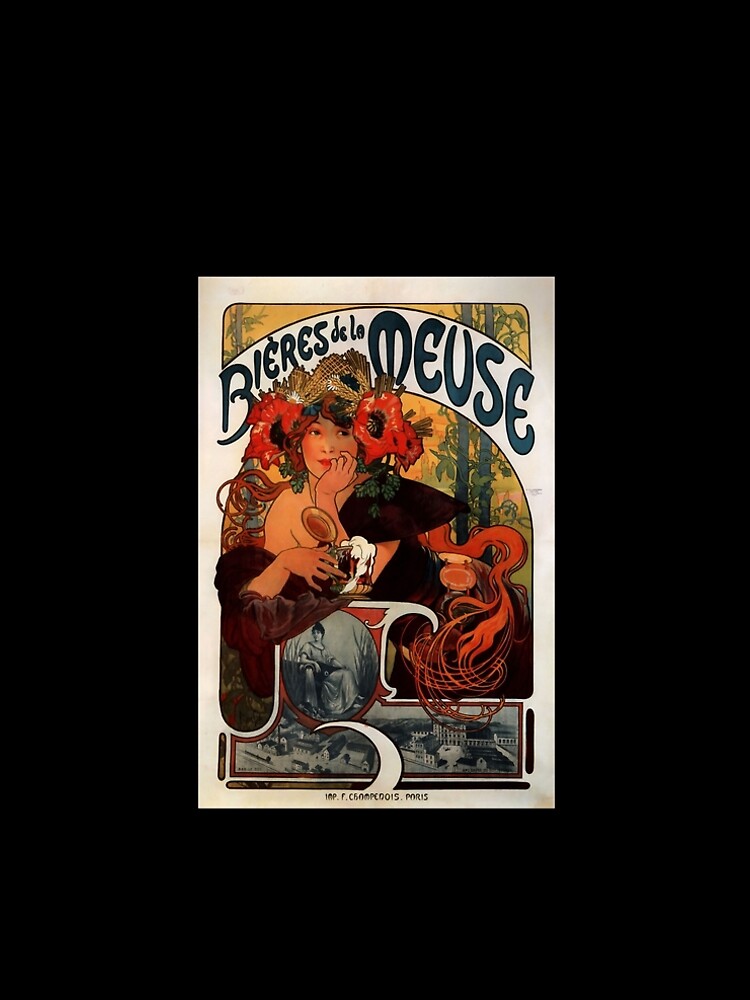 Thumbnail 4 of 4, A-Line Dress, 'Bieres de la Meuse' by Alphonse Mucha (Reproduction) designed and sold by RozAbellera.