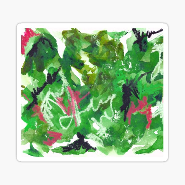 Green Abstract Mixed-Media: Nature Sticker