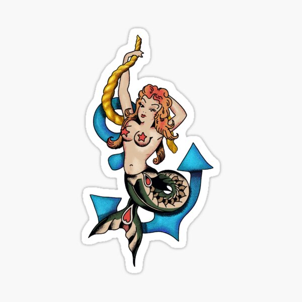 Jerry’s Lost Mermaid Vintage Style Tattoo Pattern Sticker