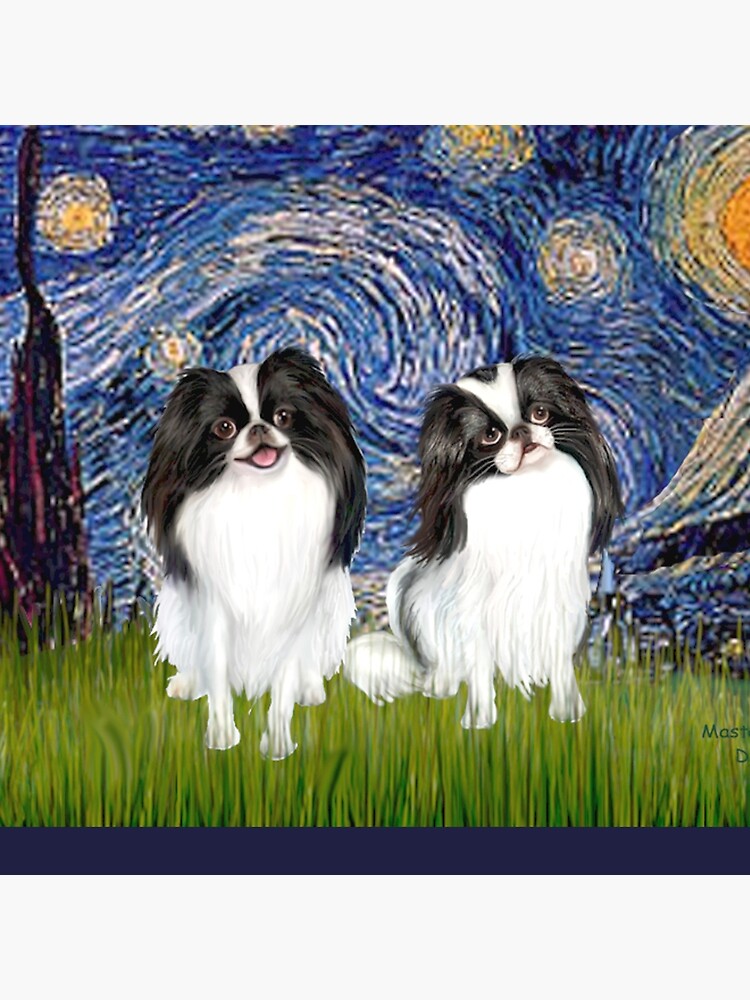 Japanese Chins (two) in Starry Night by JeanBFitzgerald