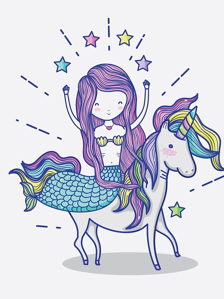 mermaid riding unicorn drawstring bag for sale by christineiris