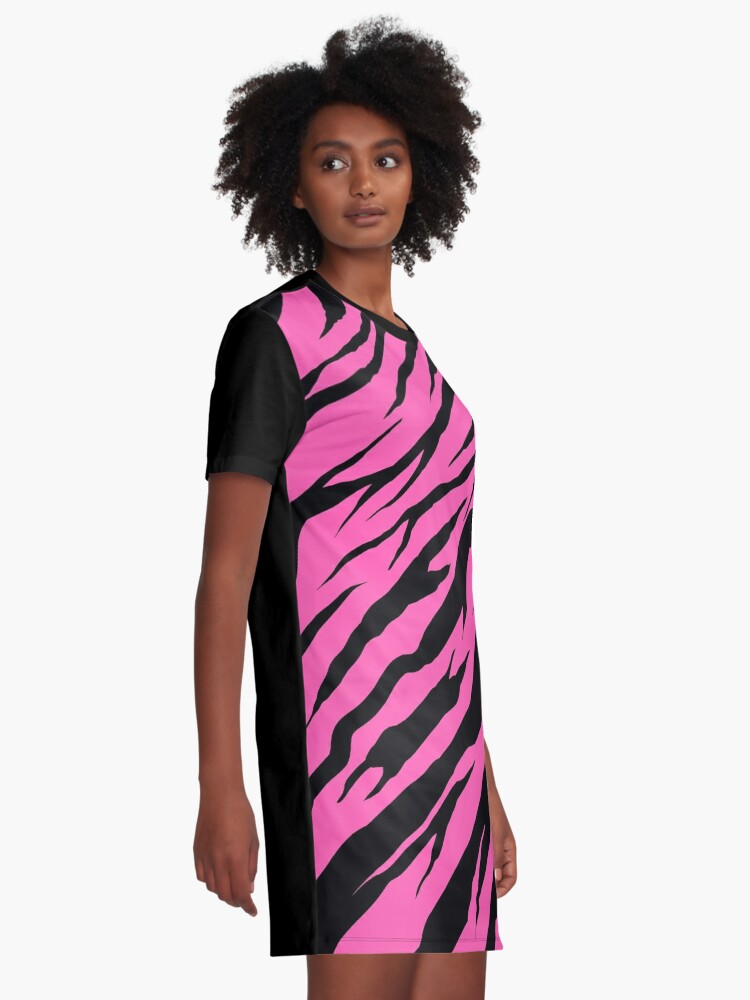 pink and black tiger print dress