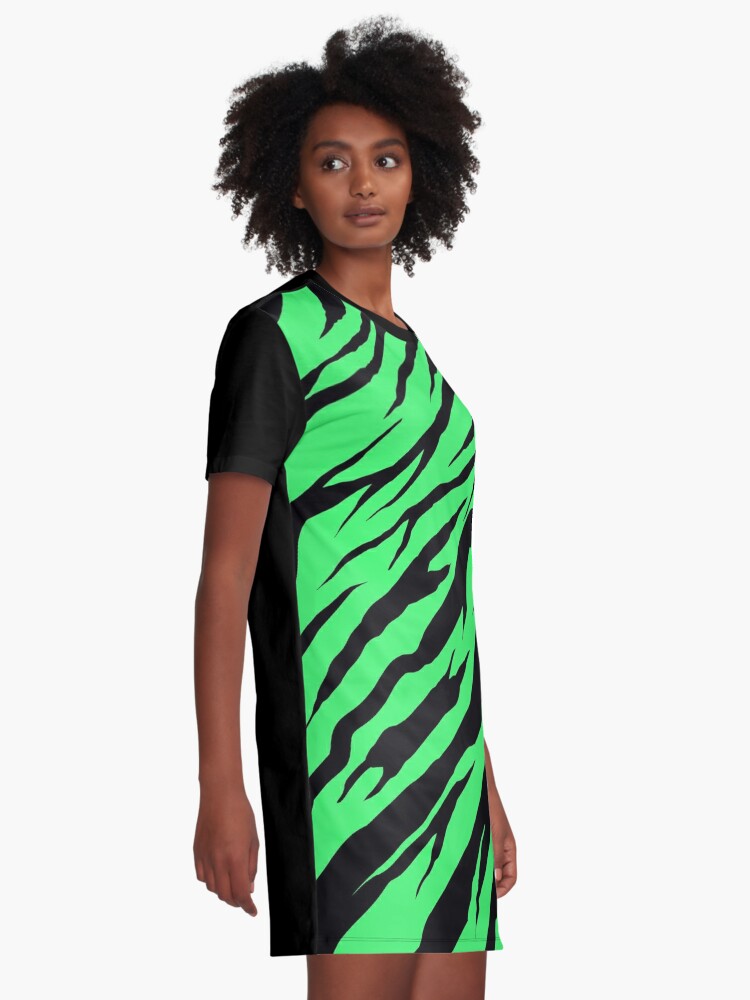 green tiger print dress