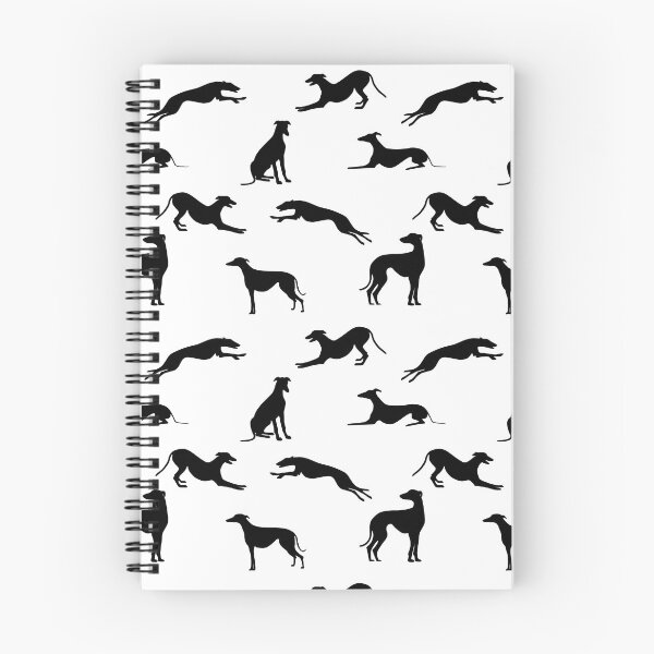 Aperçu de l'œuvre Greyt Greyhound Silhouettes - Noir sur blanc créée et vendue par GreytGraphicals.
