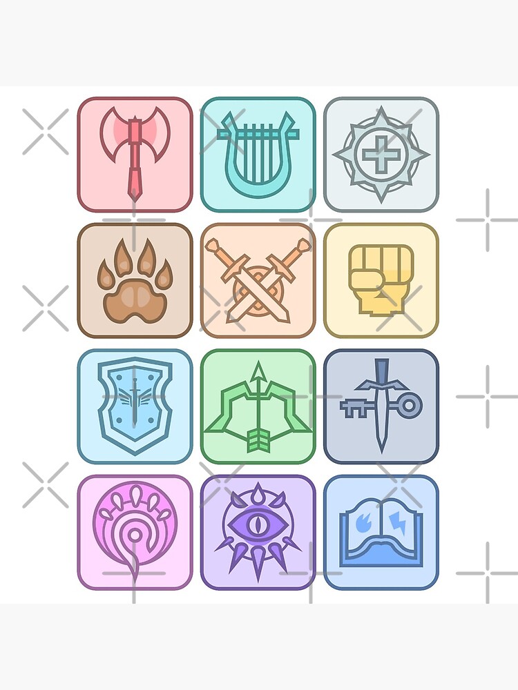 Jocat Crap Guide To Dnd Class Icons Color Acrylic Block By Jocat105 Redbubble