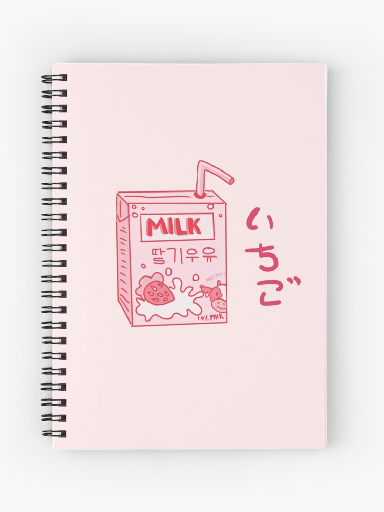 Kawaii Japanese Strawberry Milk Juice Digital Art Design  Spiral