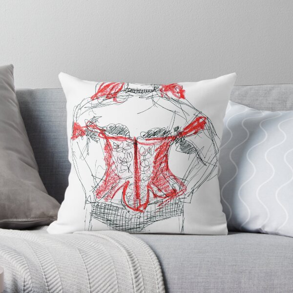 Goth with tattoo Throw Pillow