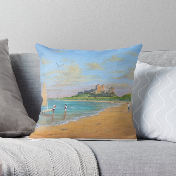 Sailing at Bamburgh Throw Pillow