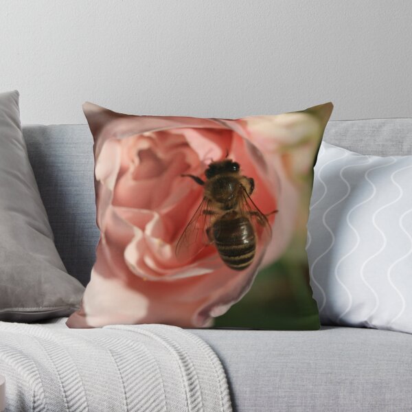 Bee Rosey Throw Pillow