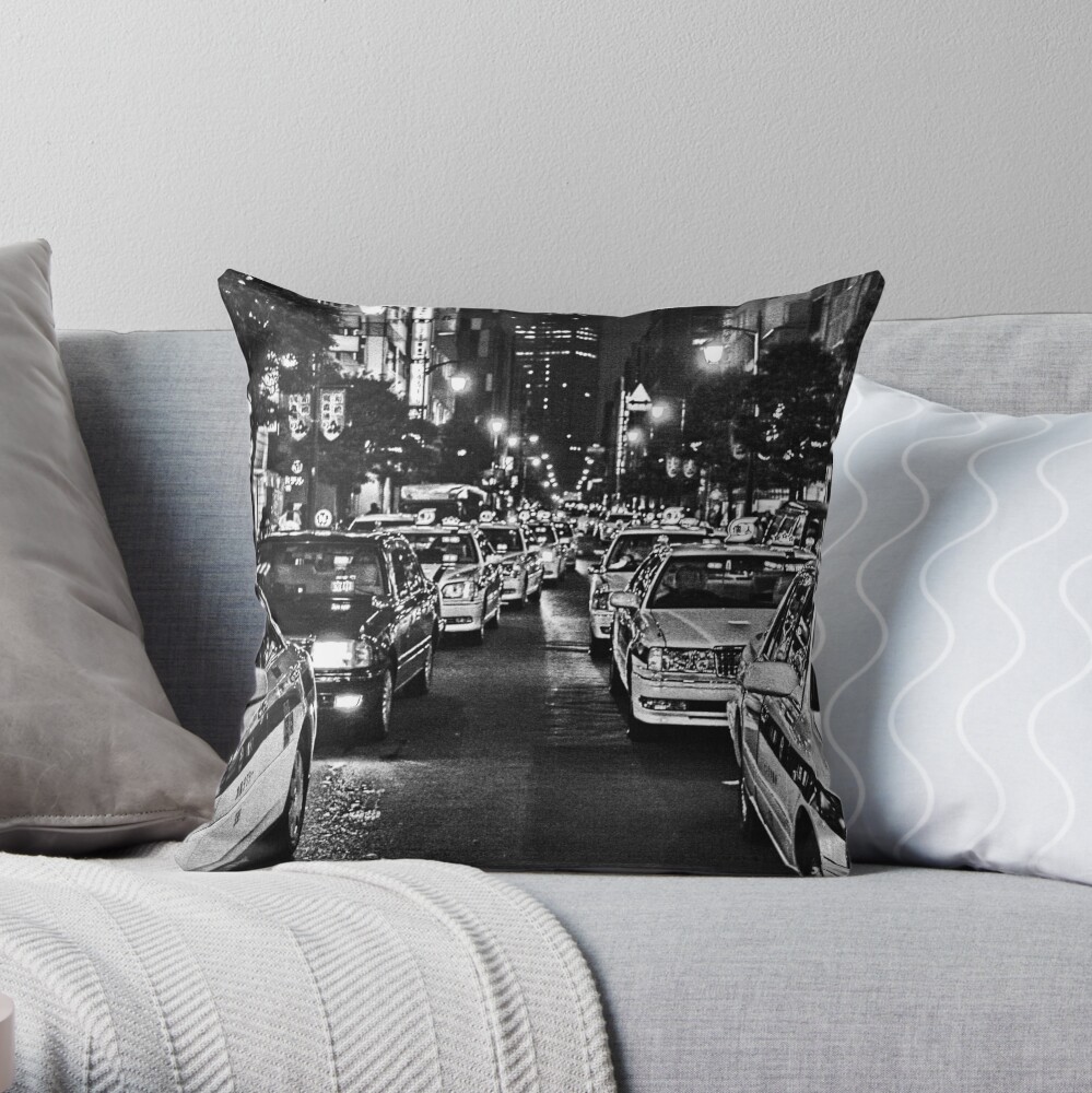 Tokyo Taxis Throw Pillow