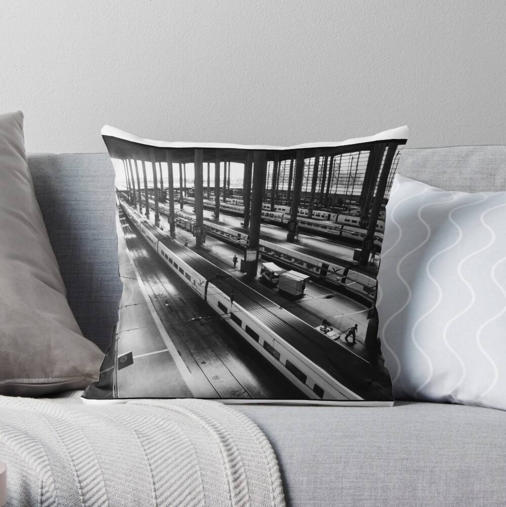 Atoche Train Station Madrid A to B Throw Pillow