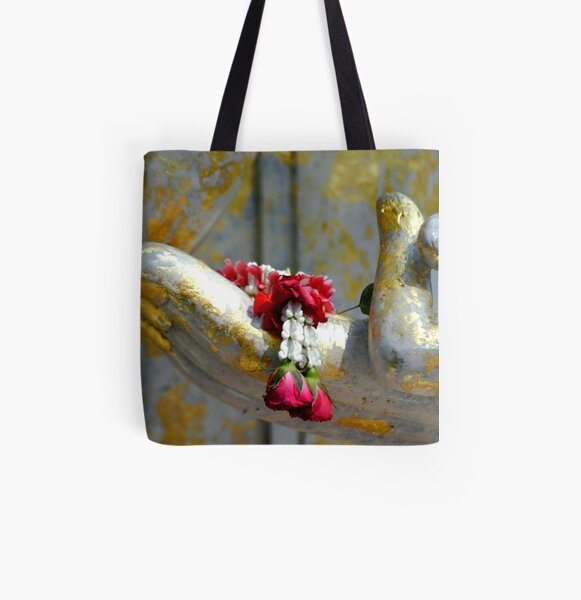 Hand And Garland All Over Print Tote Bag