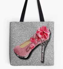 ROSE GLITTER FASHION HIGH HEEL SHOE Tote Bag