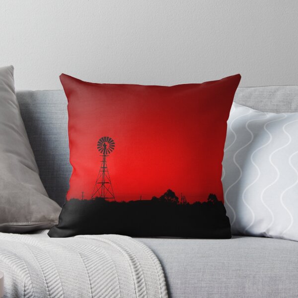 Windmill at dusk Throw Pillow