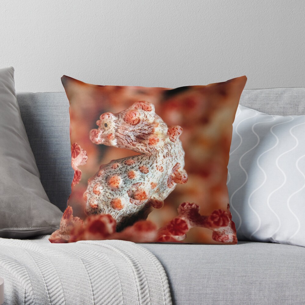 Pygmy seahorse Throw Pillow