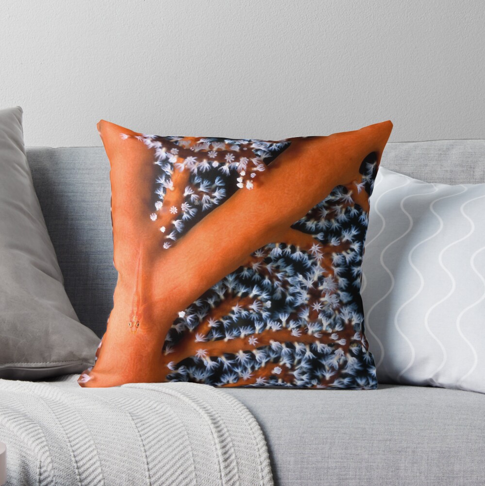 Goby on sea fan Throw Pillow