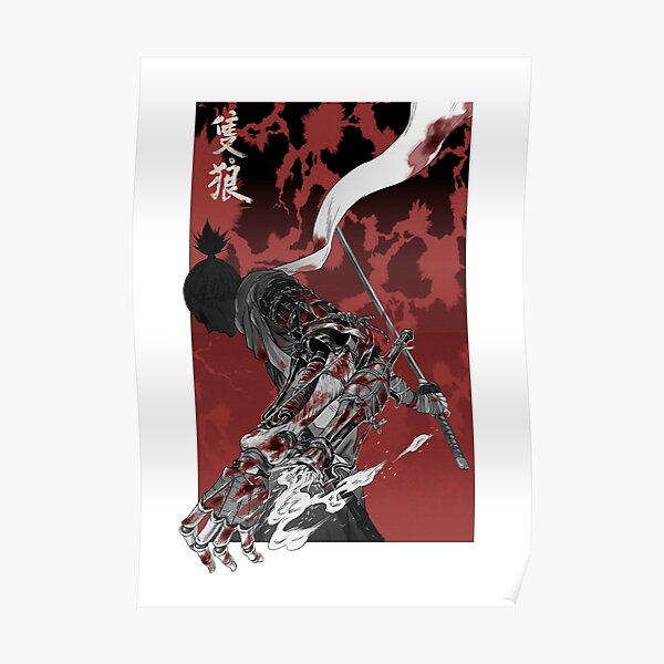 Wolf with katana sekiro Poster