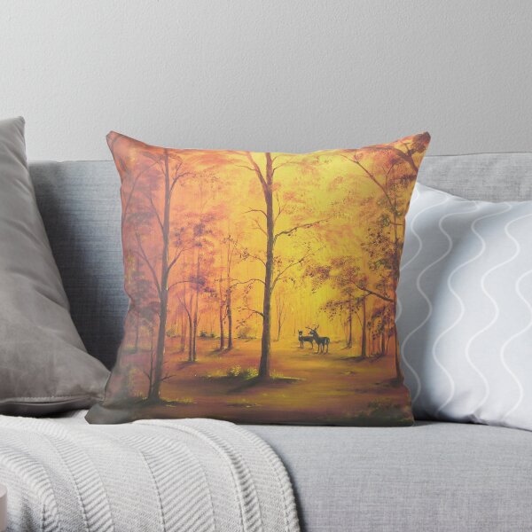 Deer in Autumn Throw Pillow