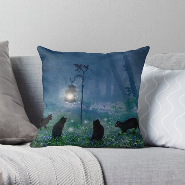 The Witches Cats Throw Pillow