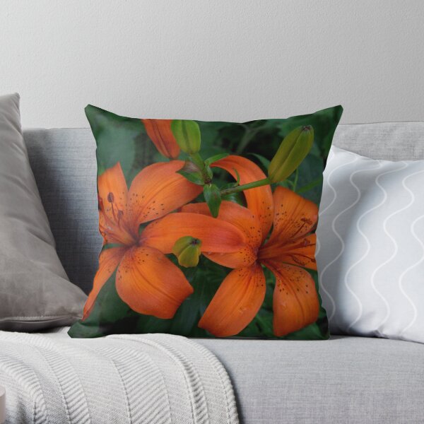 Orange Lillium Throw Pillow