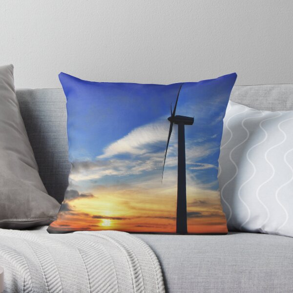 Windmill Sunset Throw Pillow