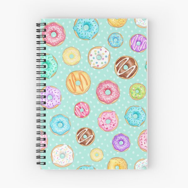 Item preview, Scattered Rainbow Donut on spotty mint - repeat pattern designed and sold by HazelFisher.