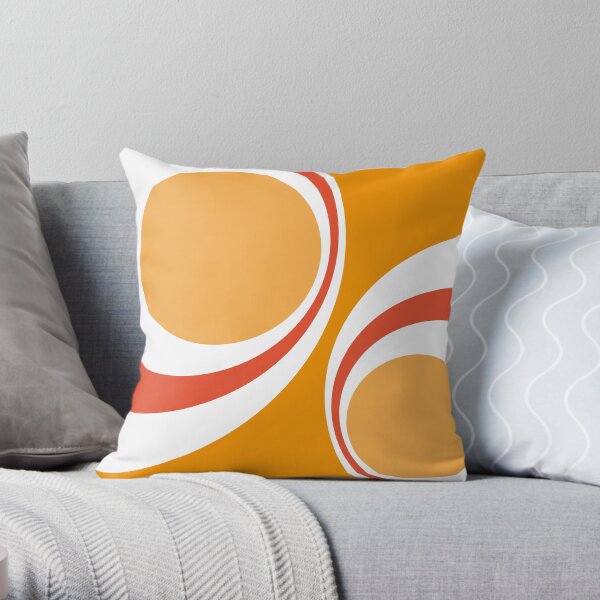 orange retro Throw Pillow