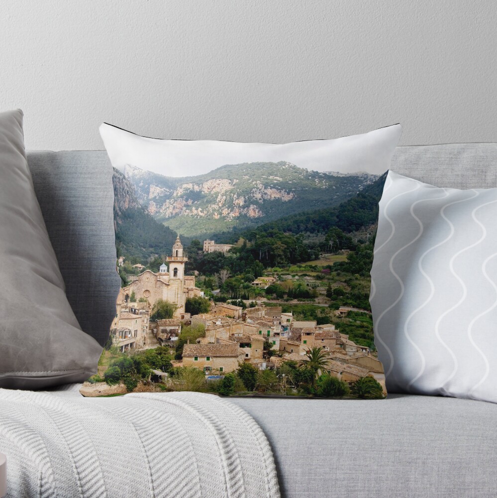 Spanish town of Valdemossa in Mallorca Throw Pillow