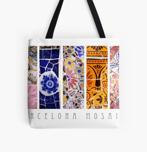 Barcelona Mosaics All Over Print Tote Bag