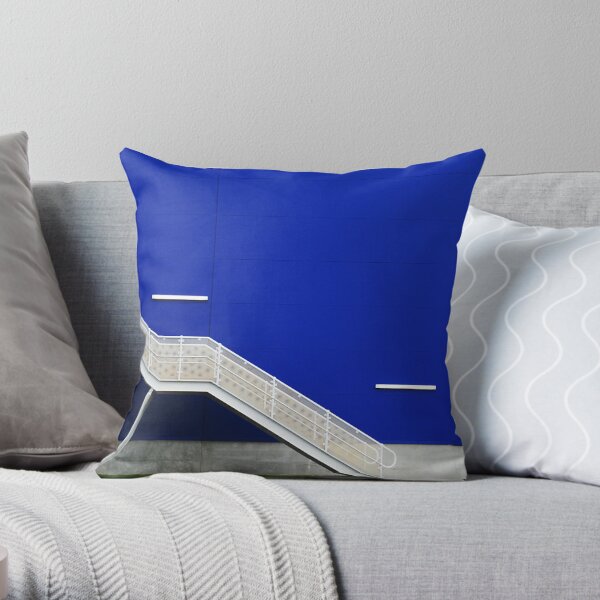 Blue Wall with Stairs Throw Pillow