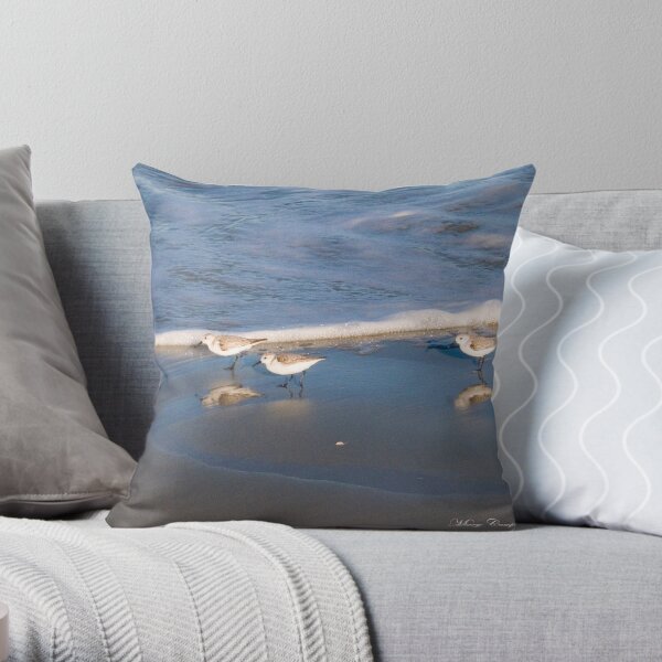 Sandpipers Chasing the Waves © Throw Pillow