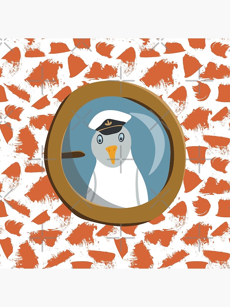 Funny seagull captain behind bull's eye on ship by nobelbunt